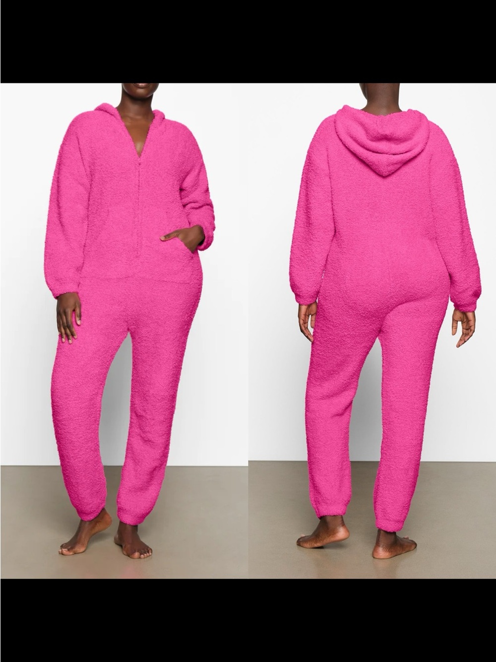 SKIMS Cozy Hooded Sherpa Onesie - Hot Pink size medium